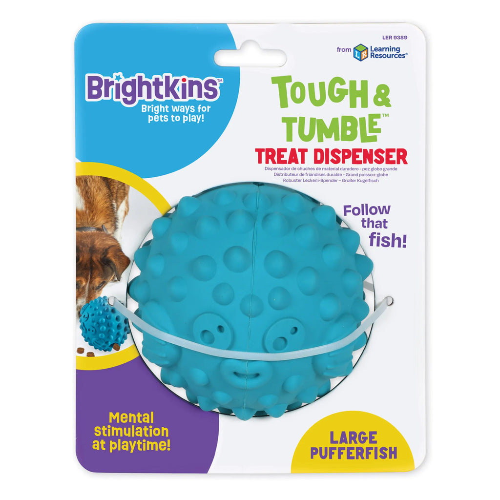 Brightkins Dog Toy Tough & Tumble Pufferfish Treat Dispenser