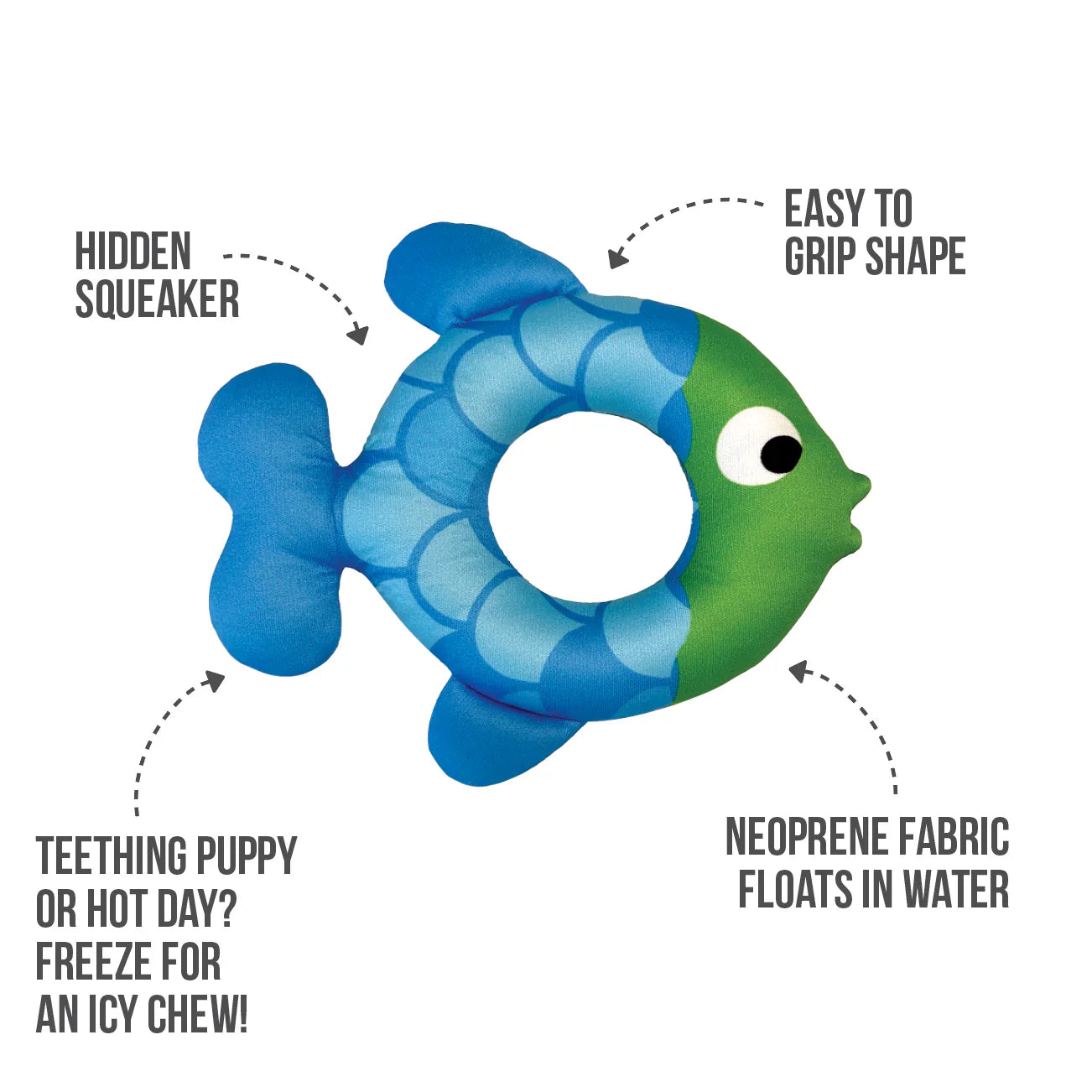 foufou Freeze 'n Float Dog Toy Fish Ring