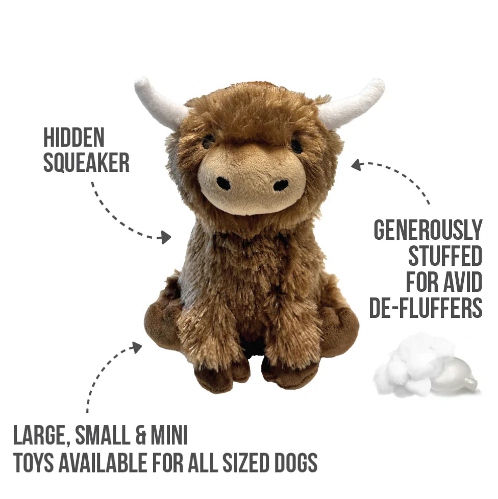 foufou Plushie Dog Toy Highland Cow