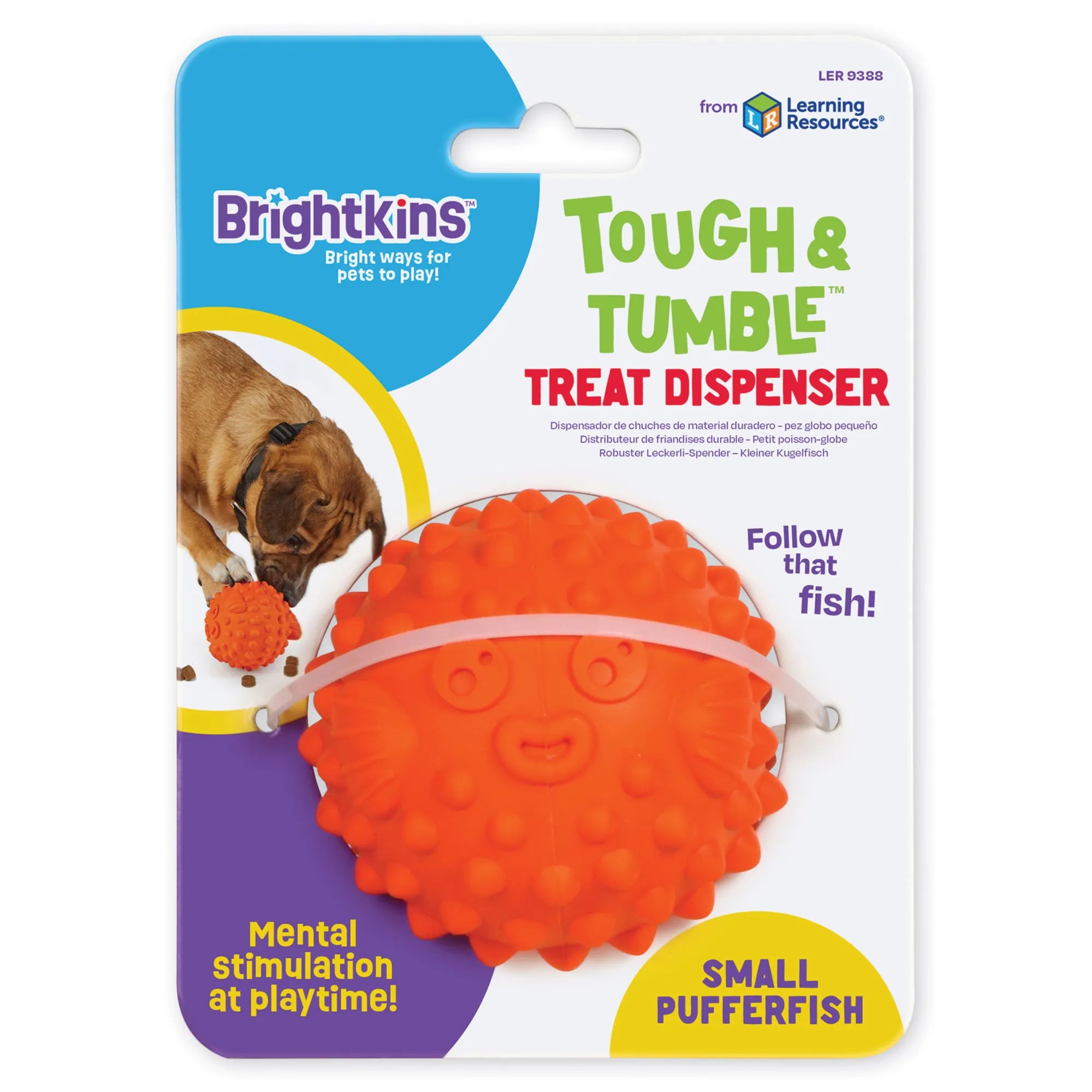 Brightkins Dog Toy Tough & Tumble Pufferfish Treat Dispenser